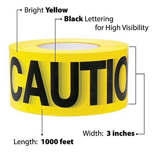 Tapix Yellow Caution Barricade Tape 3 X 1000 ? Bright Yellow with a bold Black