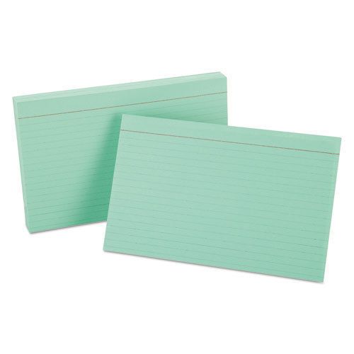 Ruled Index Cards, 5 x 8, Green, 100/Pack