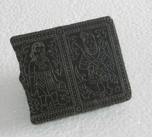 Old Tribal Men Carved Hand Made Wooden Textile Printing Block