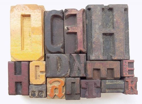 Letterpress letter wood type printers block &#034;lot of 16&#034; typography #bc-1125 for sale