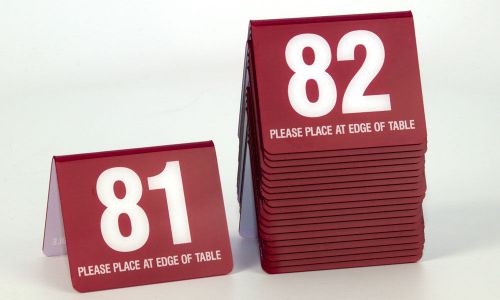 Break Resistant Table Numbers, 81-100, Burgundy w/white number, Free shipping