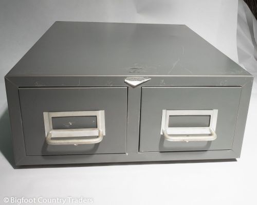 Cole Steel Card Cabinet File 2 Drawer 12 3/4&#034; x 16&#034; X 5&#034; for 3&#034; x 5&#034; cards Grey