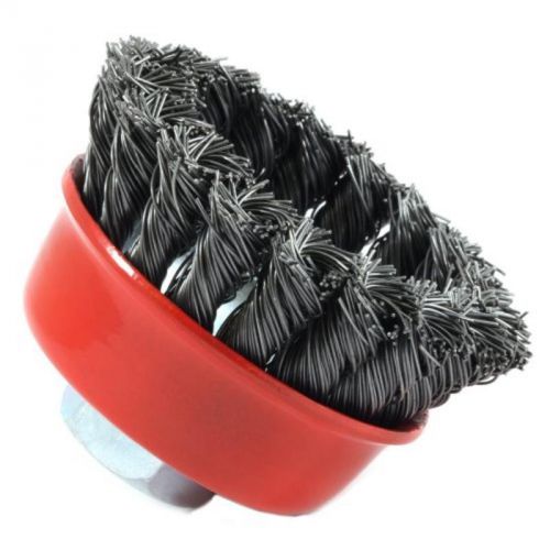 2-3/4&#034;X.020&#034; Wire Cup Brush, Knotted With 5/8&#034;-11 Threaded Arbor Forney 72757