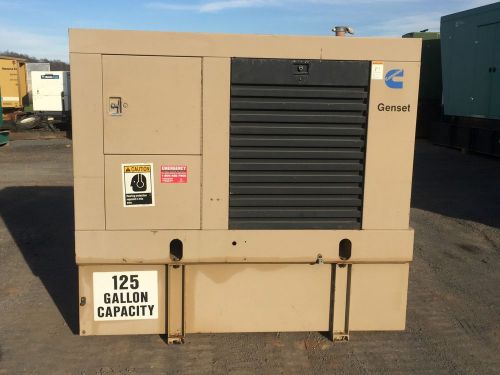 –50 kw cummins generator set, enclosed, base fuel tank, clean, tested unit! for sale