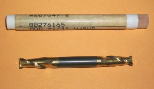 1/4&#034; Double End Mill Solid Carbide TiN Coated LOC 1/2&#034; 1/4&#034; Shank  NEW