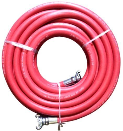 50&#039; Red Jackhammer Rubber Air Hose/2 Factory Installed Steel Universal Couplings