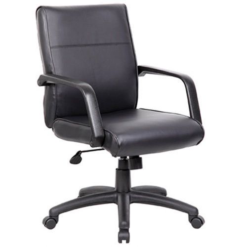 CONFERENCE ROOM CHAIRS with wheels Office Mid Back Black Leather Contemporary