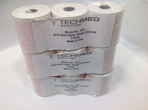 Lot of 3 x 3 pack tech-med ecg accessories # 3307 - ecg paper, single channel for sale