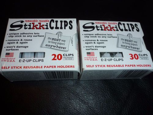NEW Lot of 2 (1x 20 and 1x30 count) Boxes STIKKI CLIPS STIKKICLIPS Stikkiworks