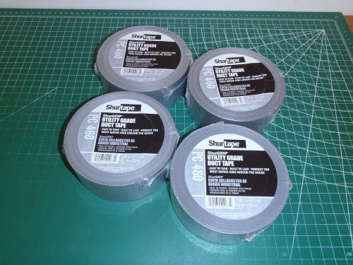 Four Rolls of ShurTAPE ShurGRIP DUCT TAPE 2&#034; x 60&#039;, PC 460 Silver !92D!