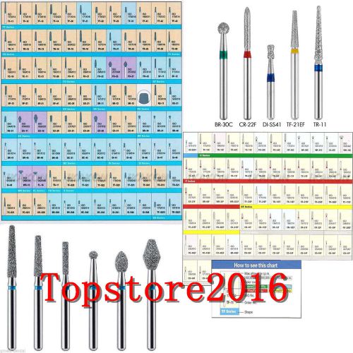 A+100pcs Dental Diamond Burs Flat-end Medium FG 1.6mm for High speed Handpiece