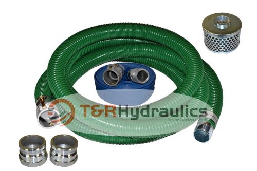 3&#034; x 20&#034; heavy duty green superflex complete hose kit w/ 50&#039; blue discharge hose for sale