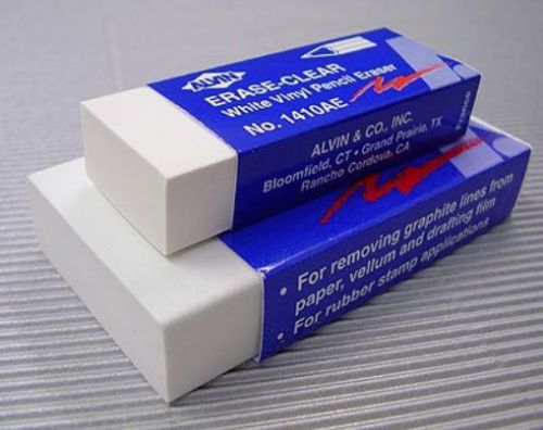 Alvin Box of 12 Jumbo White Pencil Erasers 1450AE