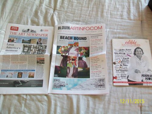 lot of 3 ART NEWSPAPERS,EDIBLE SOUTH FLORIDA magazine 2014