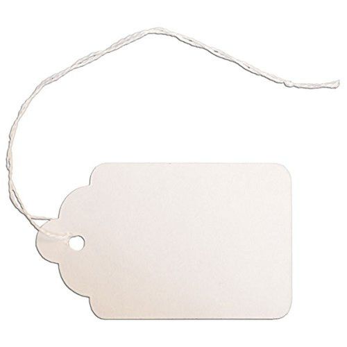 KC Store Fixtures 09406 #8 Merchandise Tag with String 1-5/8&#034; x 2-5/8&#034; White ...