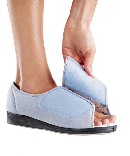 Women&#039;s extra wide adaptive diabetic open toe slippers by silvert&#039;s,sizes 6-12 for sale