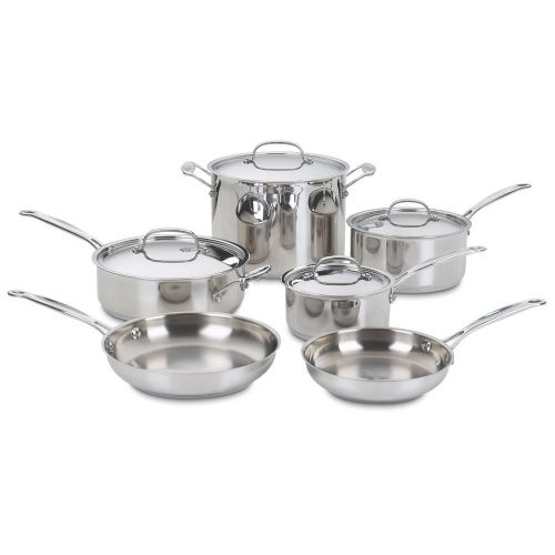 Stainless kitchen 10-piece cookware set warp-resistant long lasting pots pans for sale