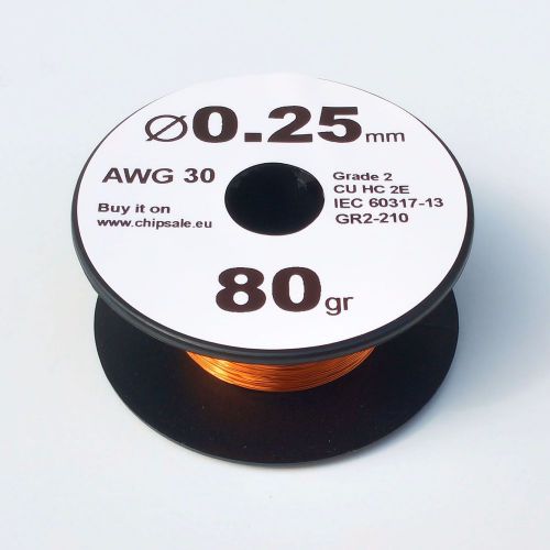 0.25 mm 30 AWG Gauge 80 grams (~180m) Enamelled Copper Magnet Enameled Wire Coil