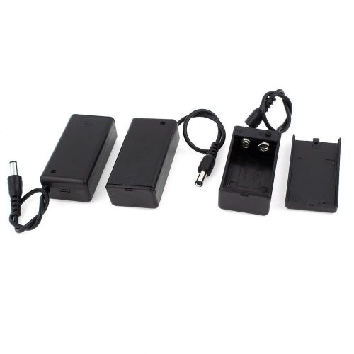 3pcs 9v battery holder case dc 5.5mmx2.1mm plug on/off switch w cap for sale