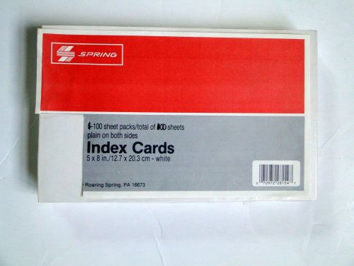 White Unruled 5 x 8 Index Cards, 100 sheets