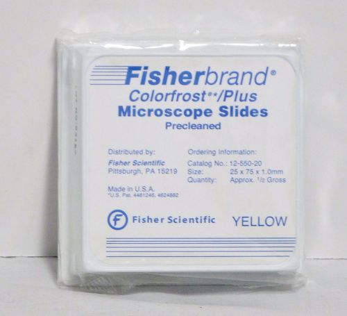NEW Fisherbrand Colorfrost Plus Microscope Slides Precleaned YELLOW 12-550-20