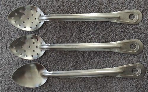 HALCO Chef Style Stainless Steel Cooking 3 Spoons 2 Slotted Utensils new