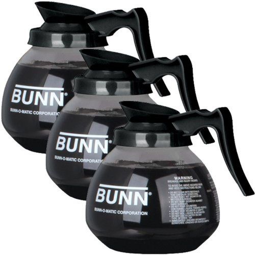 BUNN Glass Regular Coffee Pot Decanter / Carafe 12 Cup Set of 3 Black {Set of 3}