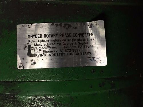 Snyder Rotary Phase Converter