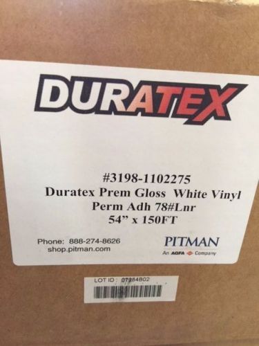 Duratex prem gloss white vinyl perm adh 78# lnr 54x150 - all items can be cut for sale