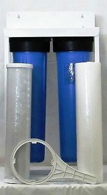 Dual Big Blue Housing Water Filter System on a Stand with Carbon/Sediment Filter