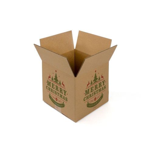 25 pc. pratt &#034;merry christmas&#034; 100% recycled corrugated box 12&#034;x 10&#034;x 10&#034; for sale