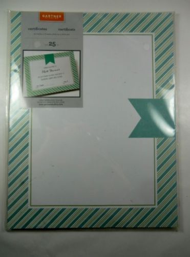 Blank Certificate Award or License Paper Green Striped Frame 25 count NEW