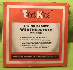 Vintage ~ 100 Feet ~ Weatherstrip ~ Frost King ~ Bronze ~ Nails ~ Original Box