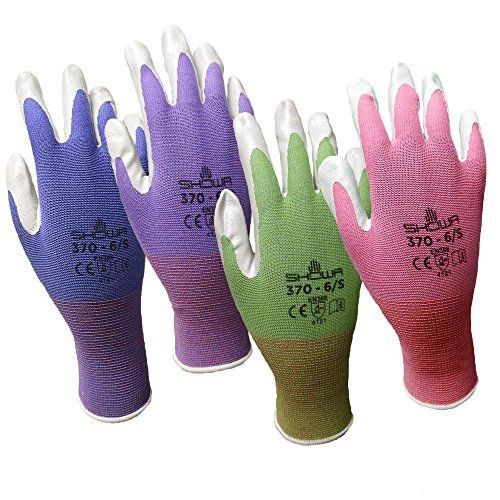 Showa 12 pack showa atlas nt370 atlas nitrile garden gloves - medium (assorted for sale