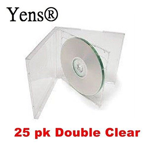 Yens® Yens Double CD Jewel Case, Assembled, Clear, 25 Piece