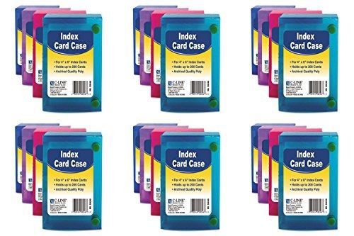 C-Line Index Card Case, Holds 200 4&#034; x 6&#034; Cards, Polypropylene, Assorted, 6