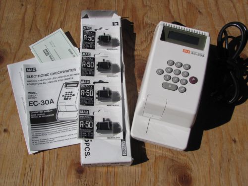 MAX EC-30A Electronic Check Writer &amp; 4 NEW Ink Rolls - EXCELLENT CONDITION!!!