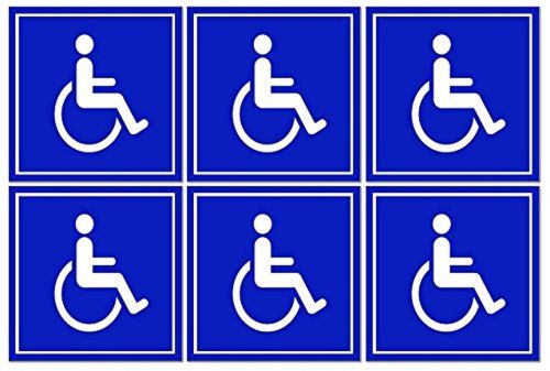 6 pack of disabled / wheelchair symbol ada compliant handicap access 3 x 3 in... for sale