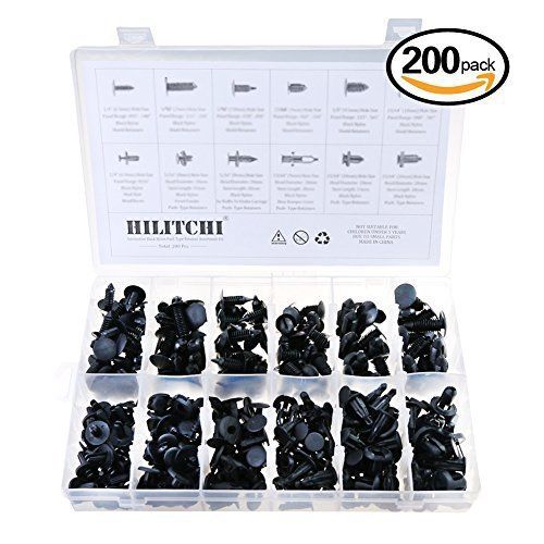 Hilitchi 200pcs Automotive Black Nylon Push Type Retainer Assortment Kit for GM