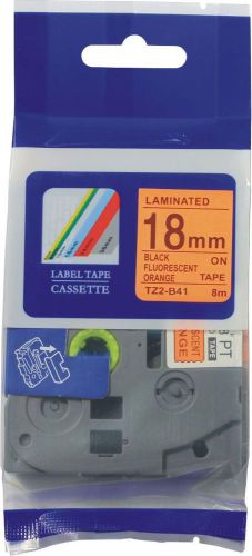 1Pcs 18mm*8m TZ-B41 TZe-B41 Black on Fluo Orange Compatible Brother Label Tape