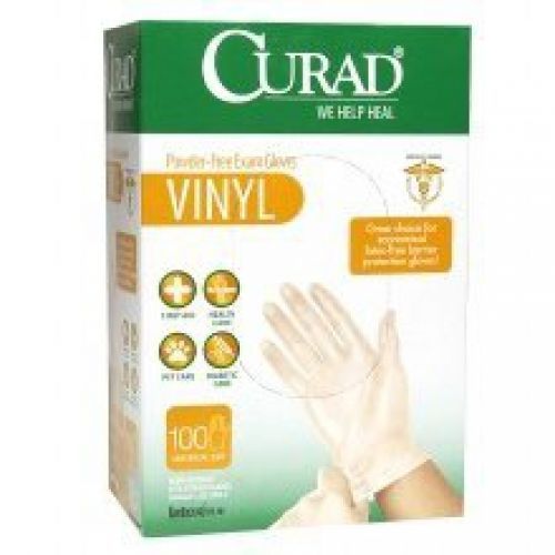 Curad Powder-free Exam Gloves Vinyl 100 each (Pack of 3)- Large