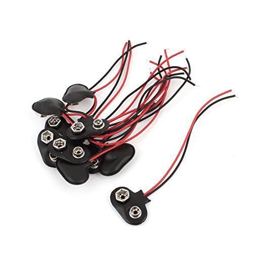 10pcs black faux leather shell t type wire 9v battery clip connector for sale