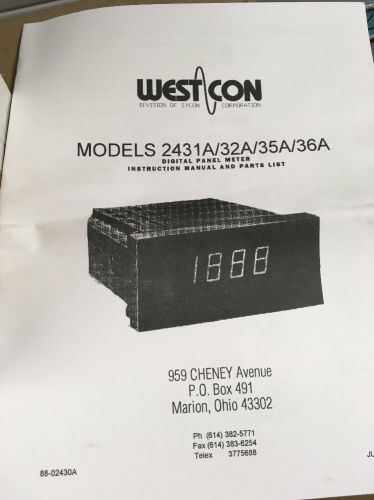 Westcon Digital Panel Meter NIB 2432A-SW20314 DC Volts