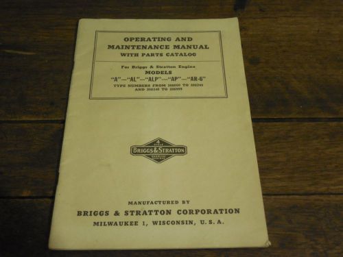 Antique 4 Cycle Briggs &amp; Stratton Manual Parts Catalog A AL ALP AP AR-6
