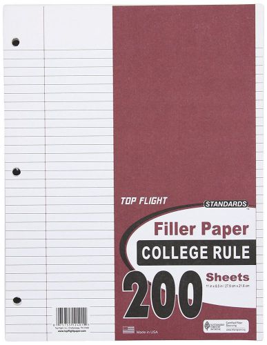 161011 Top Flight Filler Paper, 11 x 8.5 Inches, College Rule, 200 Sheets (12...