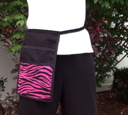 Black pink zebra hip apron waitress bar server restaurant classyaprons for sale