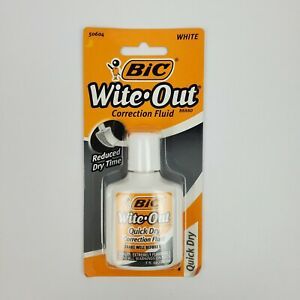 NEW BIC White Out Quick Dry Foam Brush Correction Fluid 0.70 Ounces