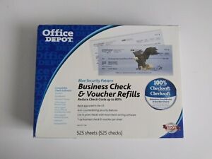 Office Depot Business Check and Voucher Refills Blue Security Pattern 525 Sheet 