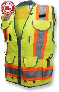 Radians SV55 Class 2 Heavy Woven Two Tone Engineer Vest with Padded Neck to Supp