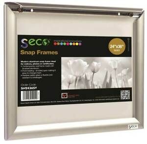SECO Front Load Easy Open Snap Poster/Picture Frame 24 x 36 Inches, Silver Anodi